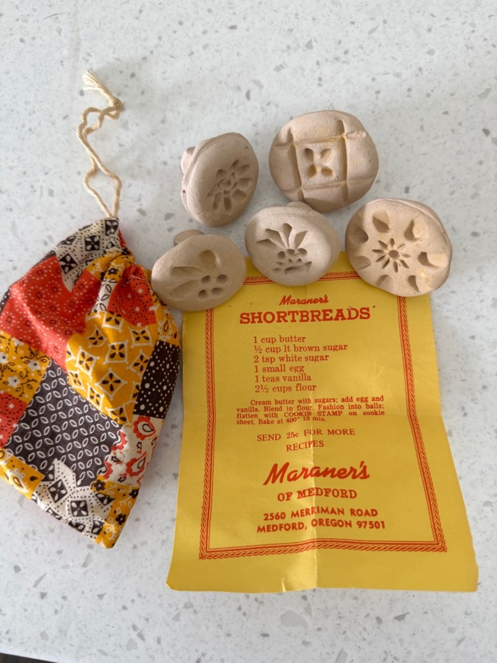 Vintage Maraner’s of Medford Nibbler Handcrafted Stoneware Cookie Stamps sack